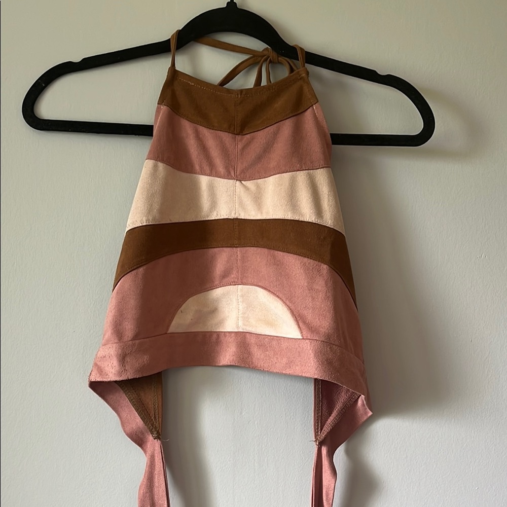 Vintage - Ice Cream Halter Top in Pink and Brown